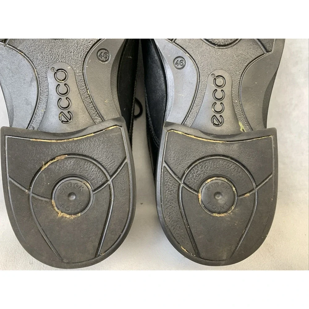 Ecco Shoes Mens Size 13/46 Black Leather Helinski Bicycle Toe‎ Lace Up Oxfords
